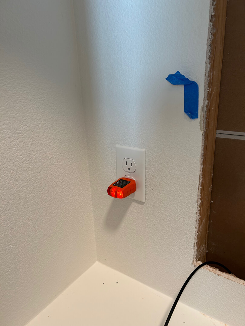 Electrical box installed in closet wall with wiring prepared for new outlet in Portland OR