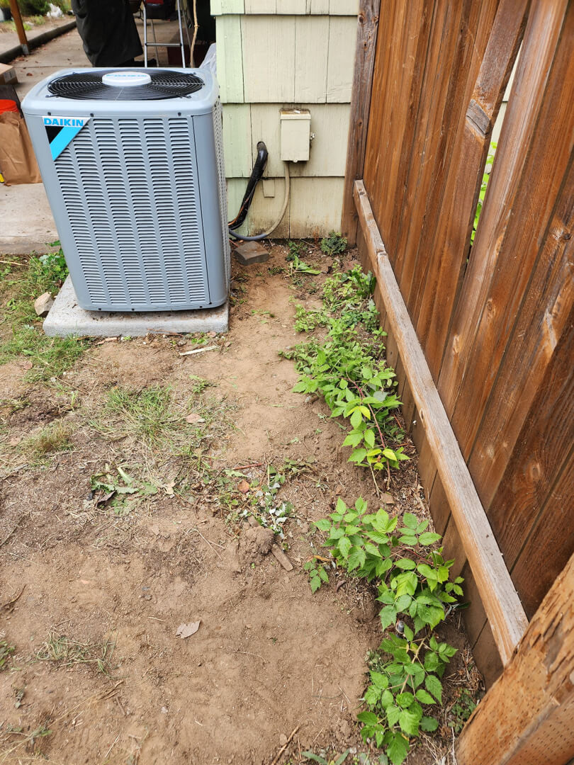 Underground electrical service path near exterior unit after 200 amp installation in Portland OR