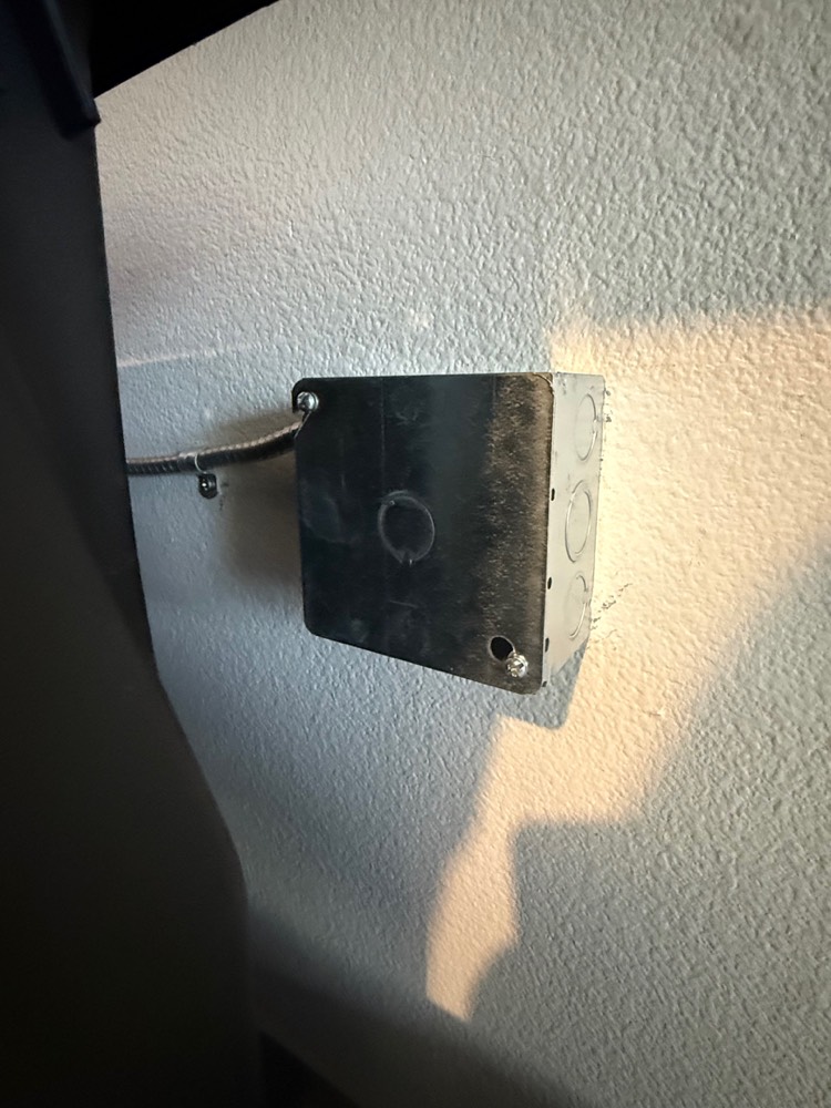 Junction box installed for the dedicated refrigerator circuit
